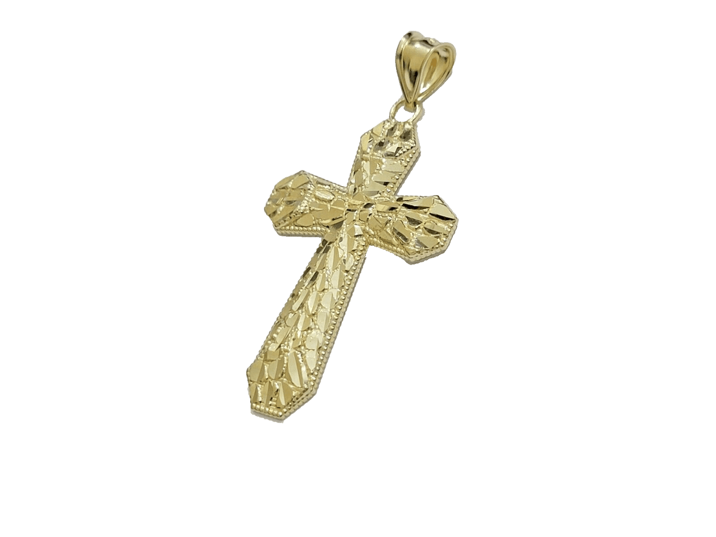 10k Yellow Gold Cross Charm Jesus Pendant 2'' Inch Necklace Chain Real 10kt SALE - Reva Jeweler