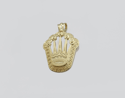 10k Yellow Gold Crown Charm Rope Chain Necklace 7mm 2'' Pendant 10kt Real SALE - Reva Jeweler