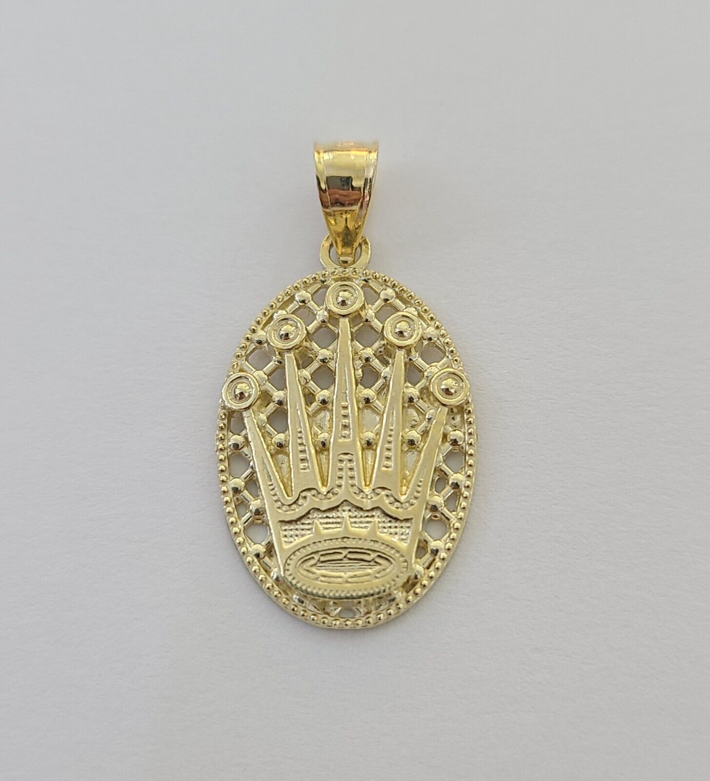 10K Yellow Gold Crown Pendent Charm 3mm Miami Cubn Chain 18" 20" 22" 24" 26"Inch - Reva Jeweler