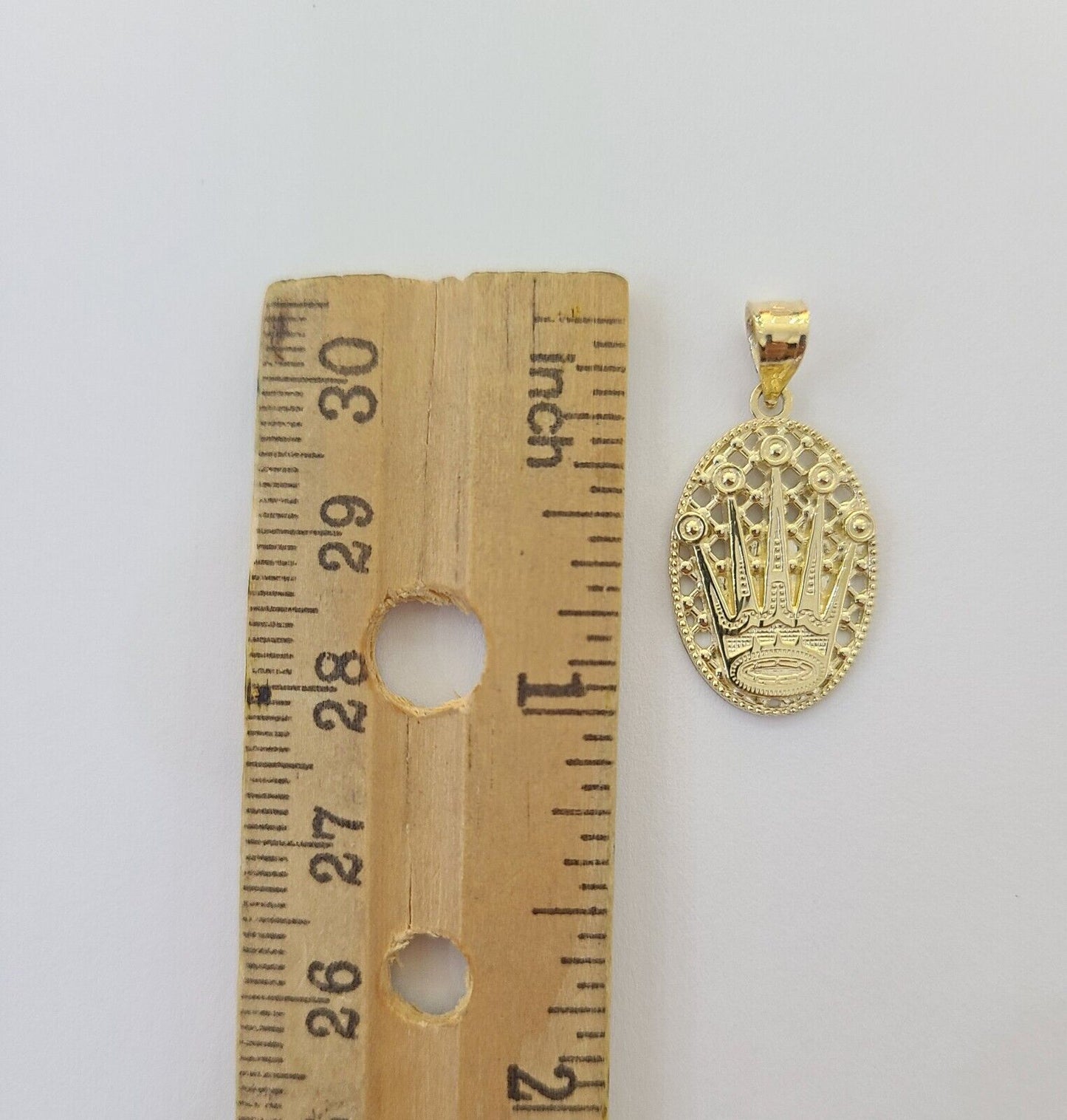 10K Yellow Gold Crown Pendent Charm 3mm Miami Cubn Chain 18" 20" 22" 24" 26"Inch - Reva Jeweler