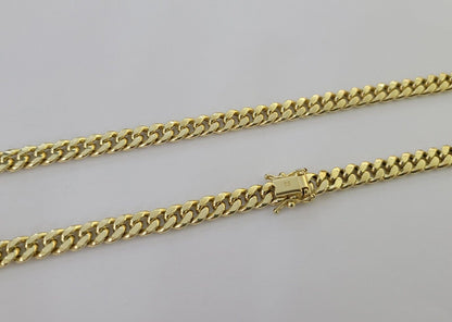 10K Yellow Gold Crown Pendent Charm 6mm Miami Cuban Link Chain 18 - 30" Inch - Reva Jeweler
