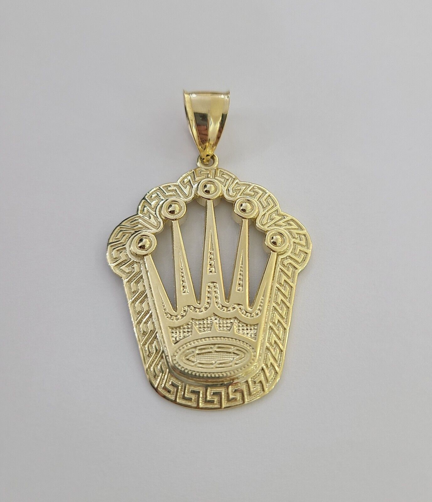 10K Yellow Gold Crown Pendent Charm 6mm Miami Cuban Link Chain 18 - 30" Inch - Reva Jeweler