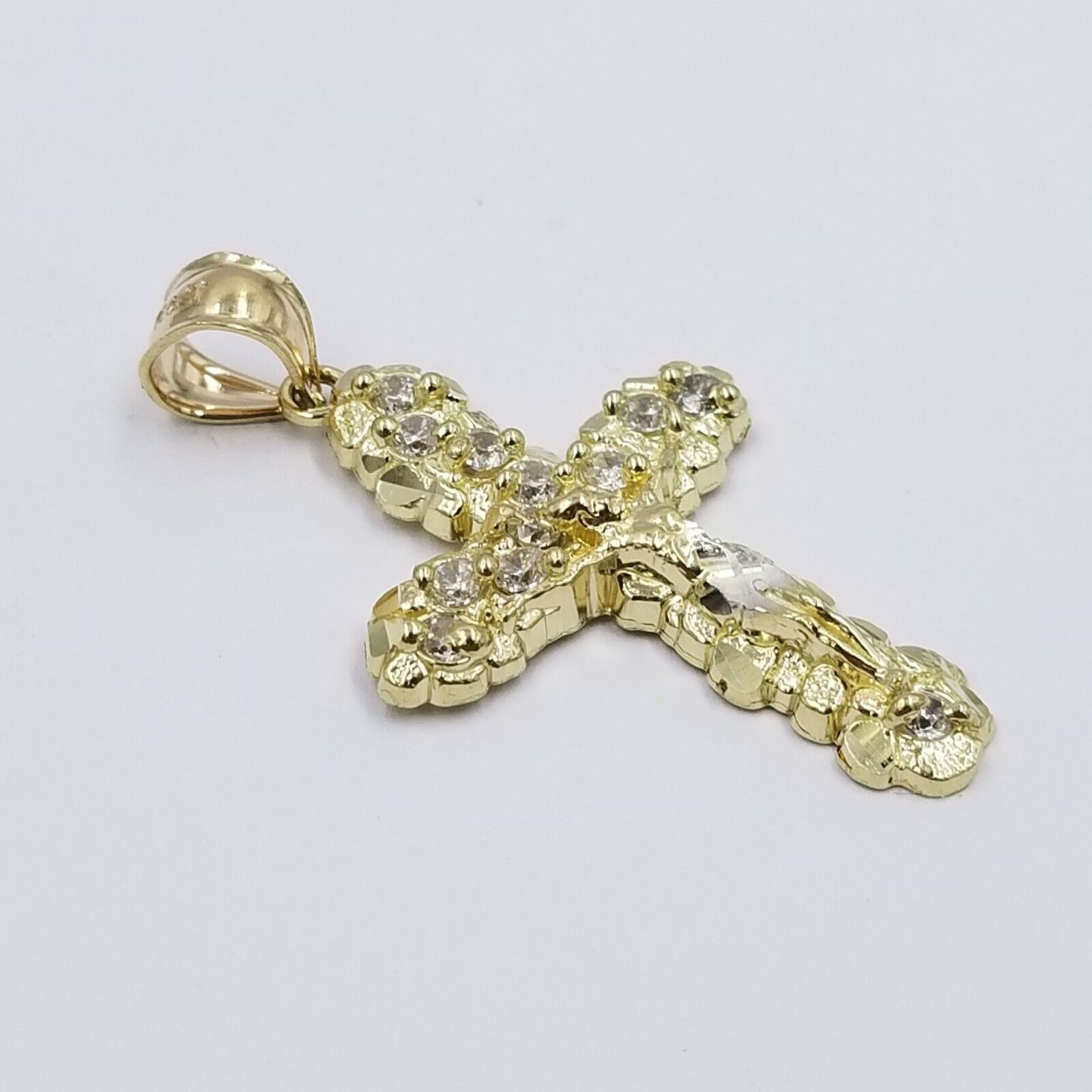 10k Yellow Gold Crucifix Cross Jesus Pendant Rope Chain 18" 20" 22" 24" 26" - Reva Jeweler