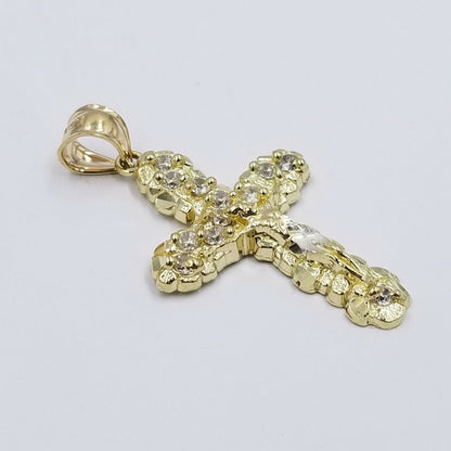 10k Yellow Gold Crucifix Cross Jesus Pendant Rope Chain 18" 20" 22" 24" 26" - Reva Jeweler