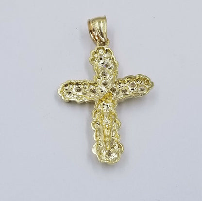 10k Yellow Gold Crucifix Cross Jesus Pendant Rope Chain 18" 20" 22" 24" 26" - Reva Jeweler
