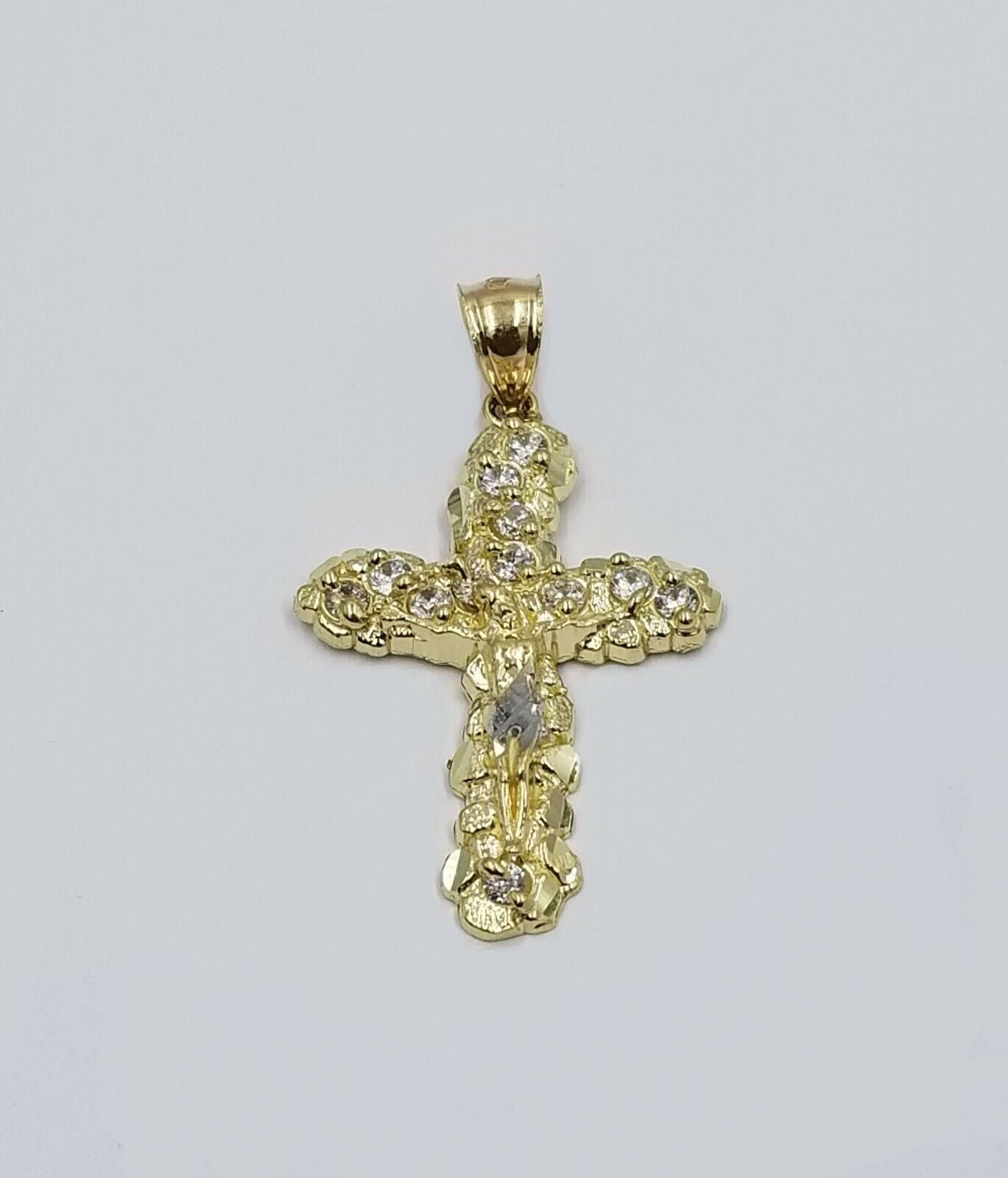 10k Yellow Gold Crucifix Cross Jesus Pendant Rope Chain 18" 20" 22" 24" 26" - Reva Jeweler