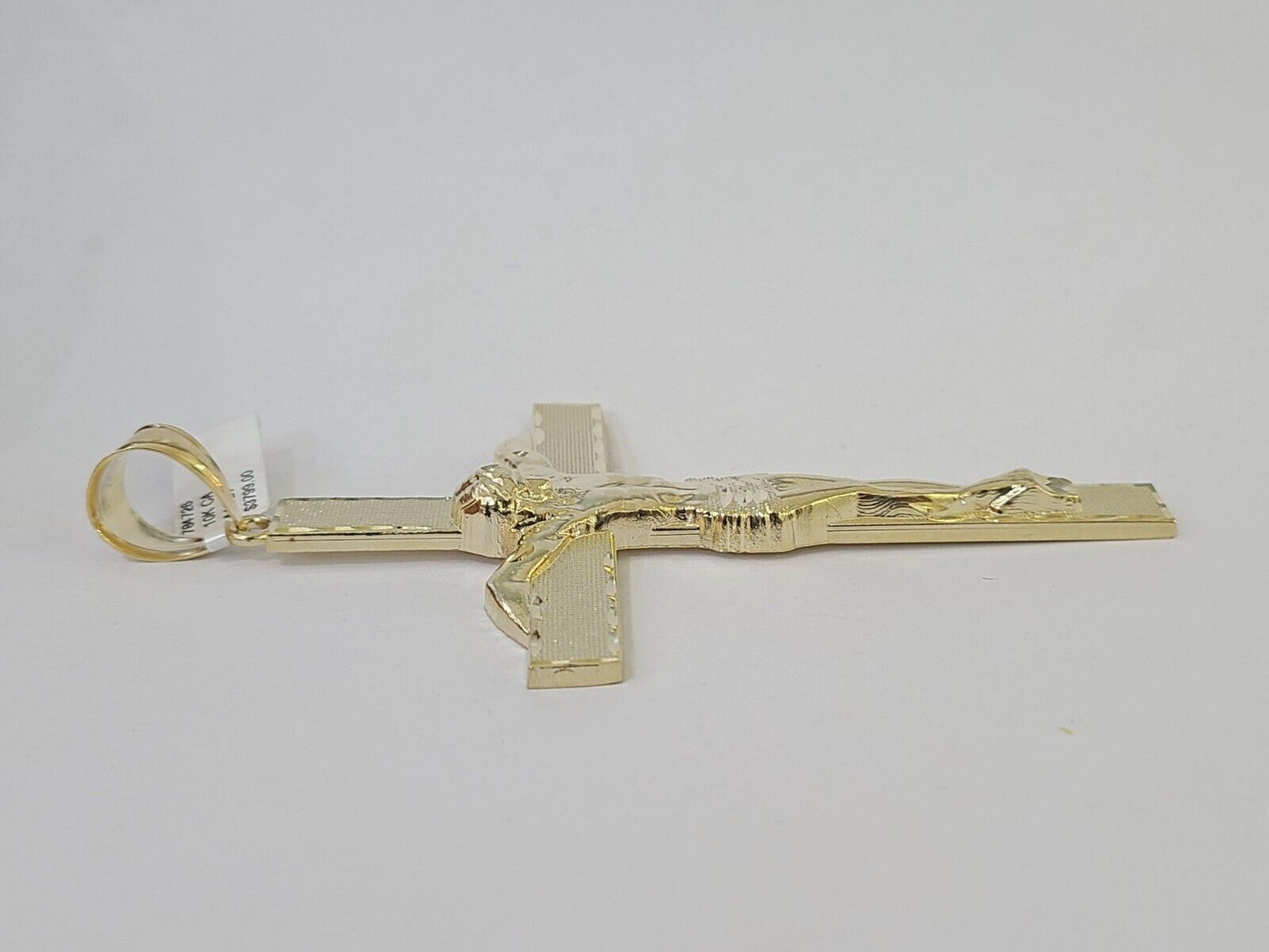10K Yellow Gold Crucifix Cross Pendant Jesus Christ Charm Women Men - Reva Jeweler