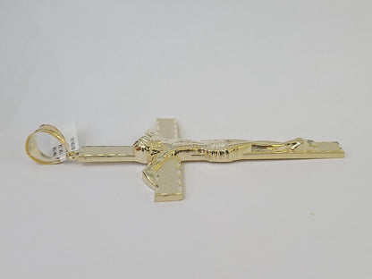 10K Yellow Gold Crucifix Cross Pendant Jesus Christ Charm Women Men - Reva Jeweler