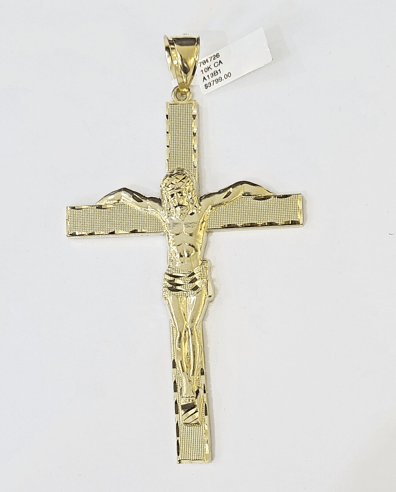 10K Yellow Gold Crucifix Cross Pendant Jesus Christ Charm Women Men - Reva Jeweler