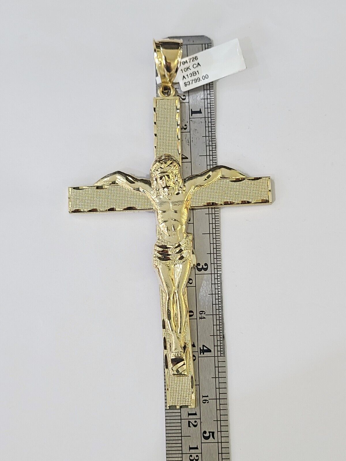 10K Yellow Gold Crucifix Cross Pendant Jesus Christ Charm Women Men - Reva Jeweler
