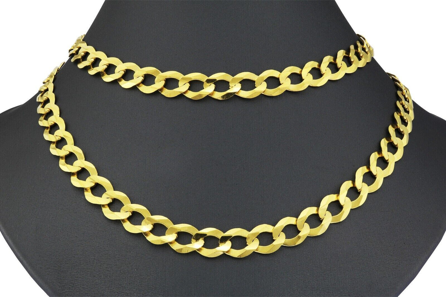 10k Yellow Gold Cuban Curb Link Chain 8mm Necklace 20'' Real 10kt Lobster Lock - GoldenlinQ