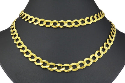 10k Yellow Gold Cuban Curb Link Chain 8mm Necklace 20'' Real 10kt Lobster Lock - GoldenlinQ