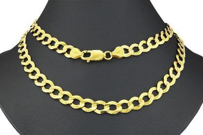 10k Yellow Gold Cuban Curb Link Chain 8mm Necklace 28'' Real 10kt Lobster Lock - GoldenlinQ