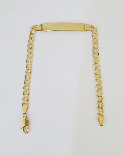 10k Yellow Gold Cuban Link ID Bracelet 8" 6mm Lobster Clasp Real 10Kt - GoldenlinQ