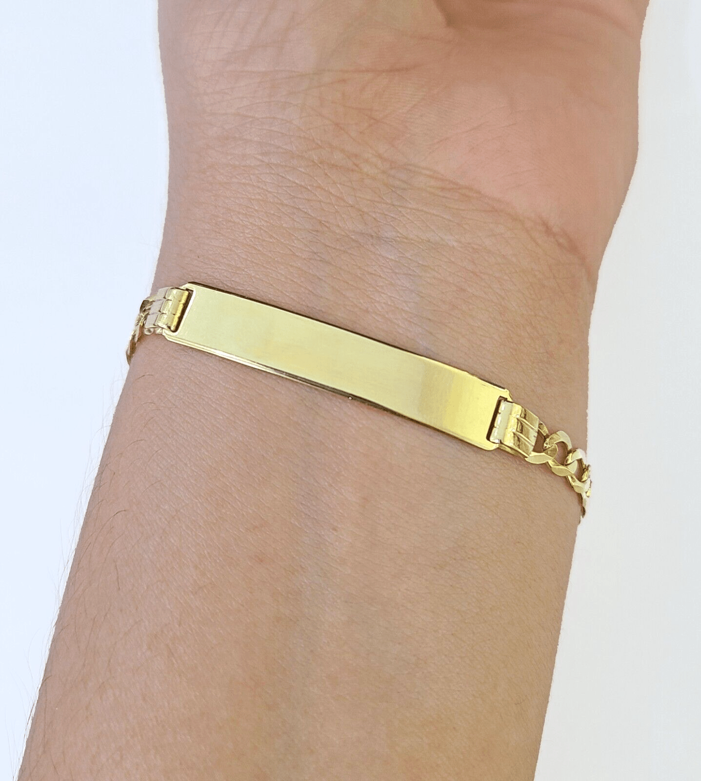 10k Yellow Gold Cuban Link ID Bracelet 8" 6mm Lobster Clasp Real 10Kt - GoldenlinQ