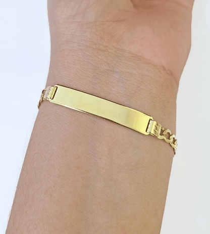 10k Yellow Gold Cuban Link ID Bracelet 8" 6mm Lobster Clasp Real 10Kt - GoldenlinQ