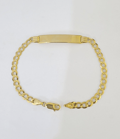 10k Yellow Gold Cuban Link ID Bracelet 8" 6mm Lobster Clasp Real 10Kt - GoldenlinQ