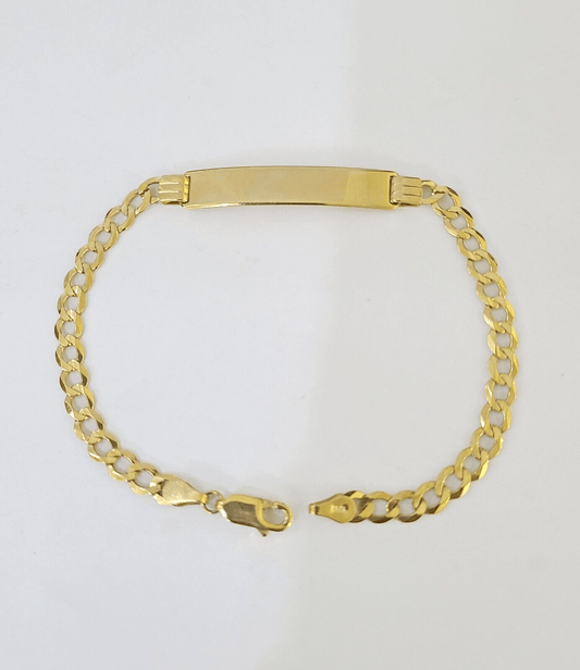 10k Yellow Gold Cuban Link ID Bracelet 8" 6mm Lobster Clasp Real 10Kt - GoldenlinQ