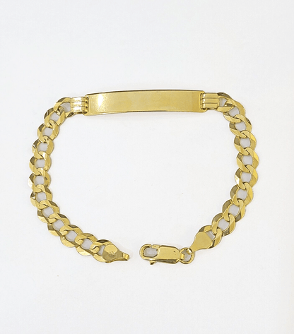 10k Yellow Gold Cuban Link ID Bracelet 8" 7mm Lobster Clasp Real 10Kt - GoldenlinQ