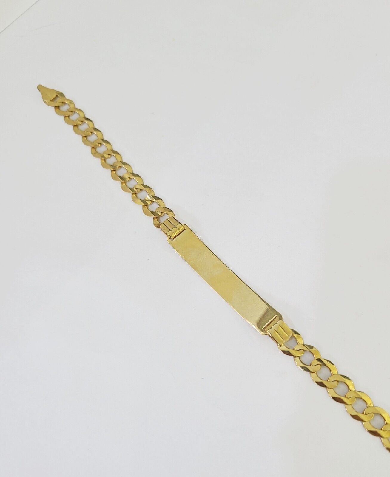 10k Yellow Gold Cuban Link ID Bracelet 8" 7mm Lobster Clasp Real 10Kt - GoldenlinQ