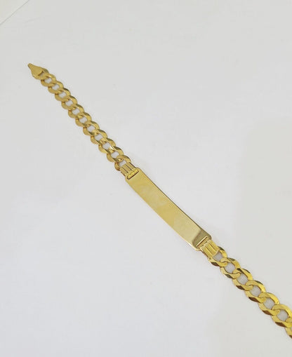 10k Yellow Gold Cuban Link ID Bracelet 8" 7mm Lobster Clasp Real 10Kt - GoldenlinQ