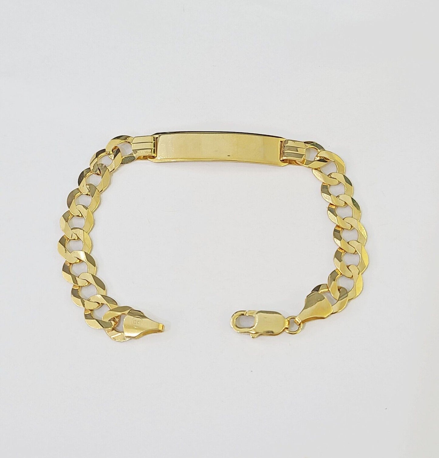 10k Yellow Gold Cuban Link ID Bracelet 8.5" 9mm Lobster Clasp Real 10Kt - GoldenlinQ