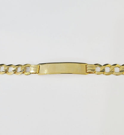 10k Yellow Gold Cuban Link ID Bracelet 8.5" 9mm Lobster Clasp Real 10Kt - GoldenlinQ