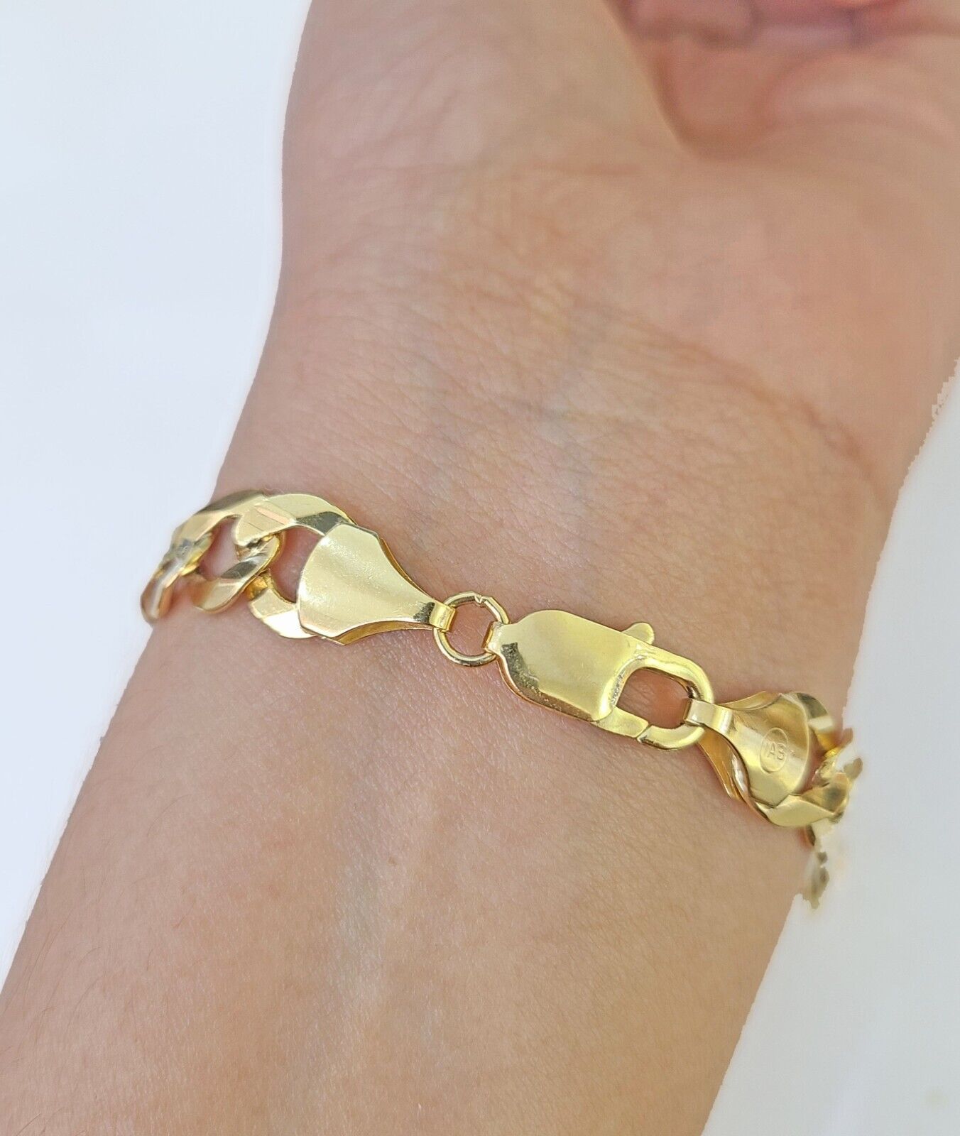10k Yellow Gold Cuban Link ID Bracelet Solid 8" 9mm Lobster Clasp Real 10Kt - GoldenlinQ
