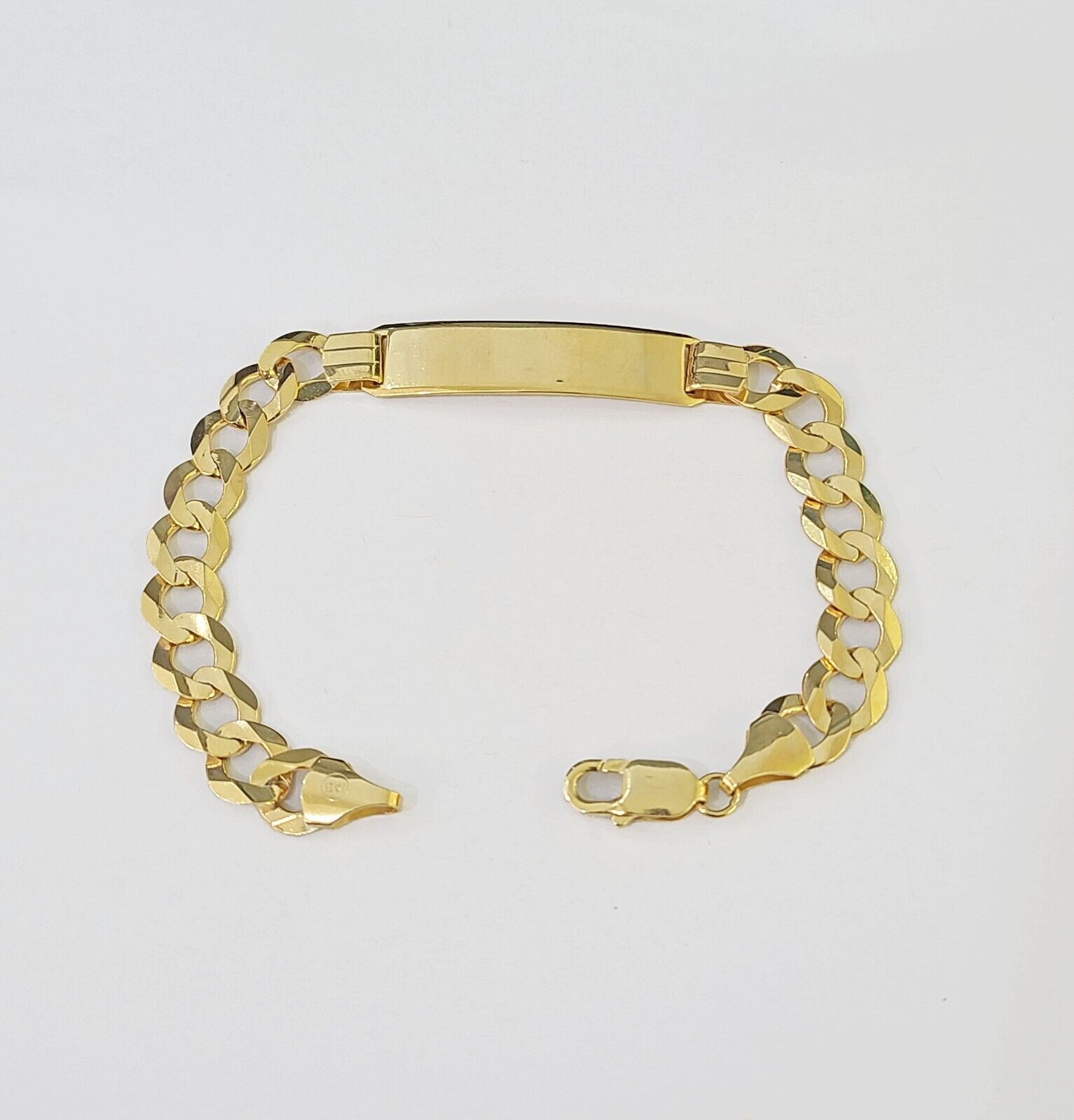 10k Yellow Gold Cuban Link ID Bracelet Solid 8" 9mm Lobster Clasp Real 10Kt - GoldenlinQ