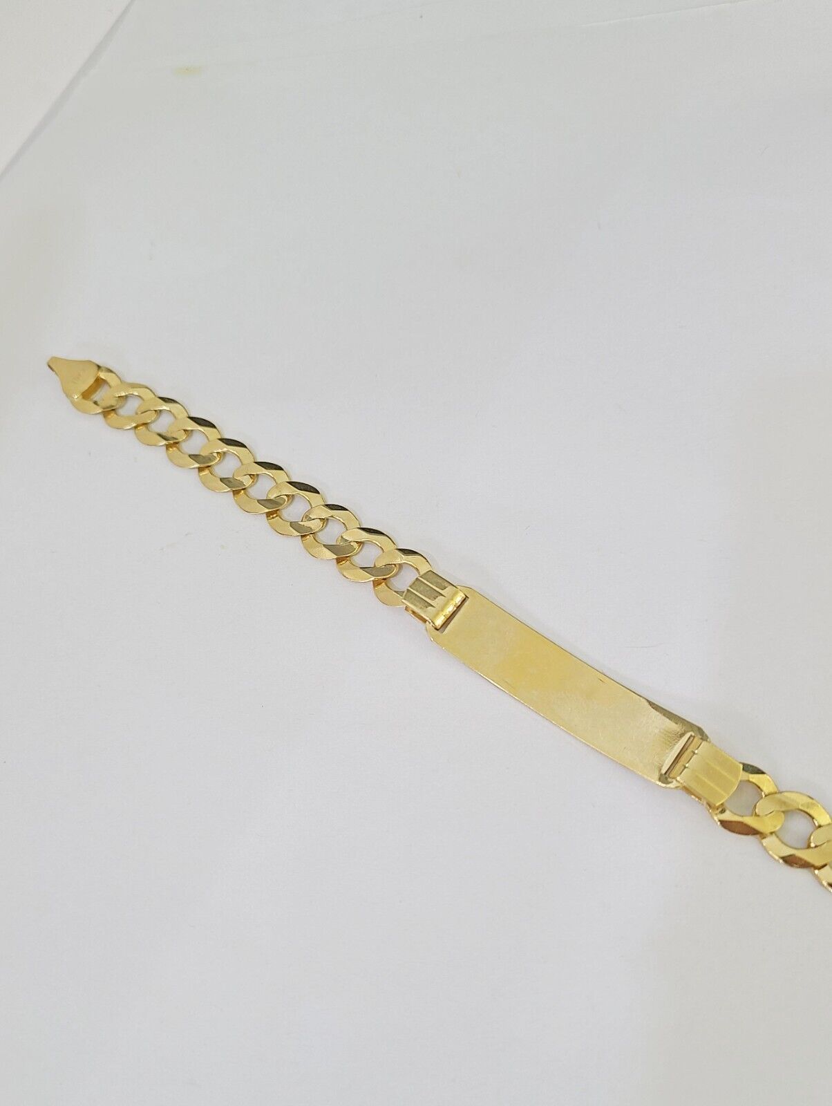 10k Yellow Gold Cuban Link ID Bracelet Solid 8" 9mm Lobster Clasp Real 10Kt - GoldenlinQ