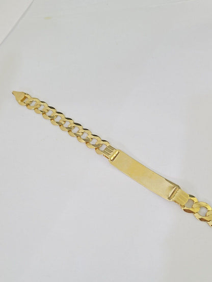 10k Yellow Gold Cuban Link ID Bracelet Solid 8" 9mm Lobster Clasp Real 10Kt - GoldenlinQ