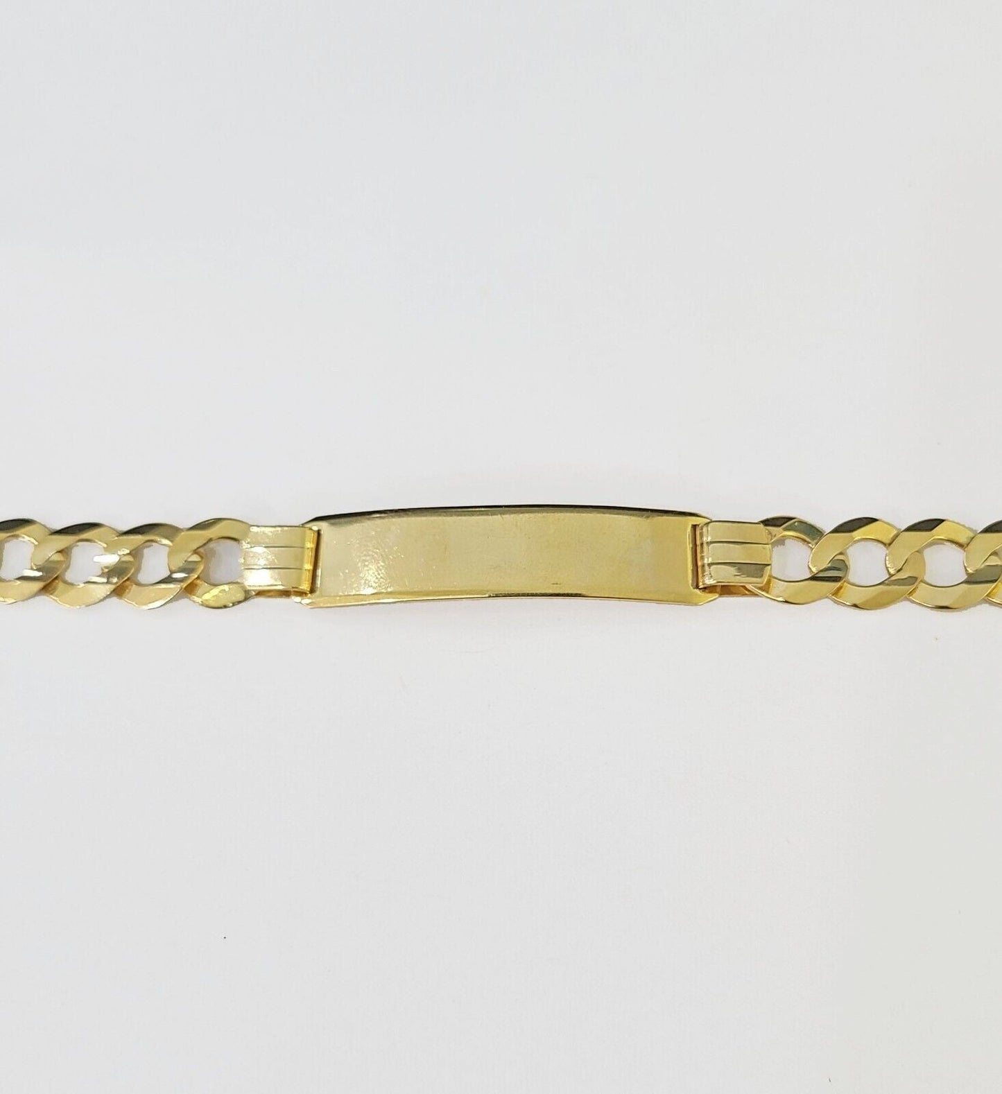 10k Yellow Gold Cuban Link ID Bracelet Solid 8" 9mm Lobster Clasp Real 10Kt - GoldenlinQ