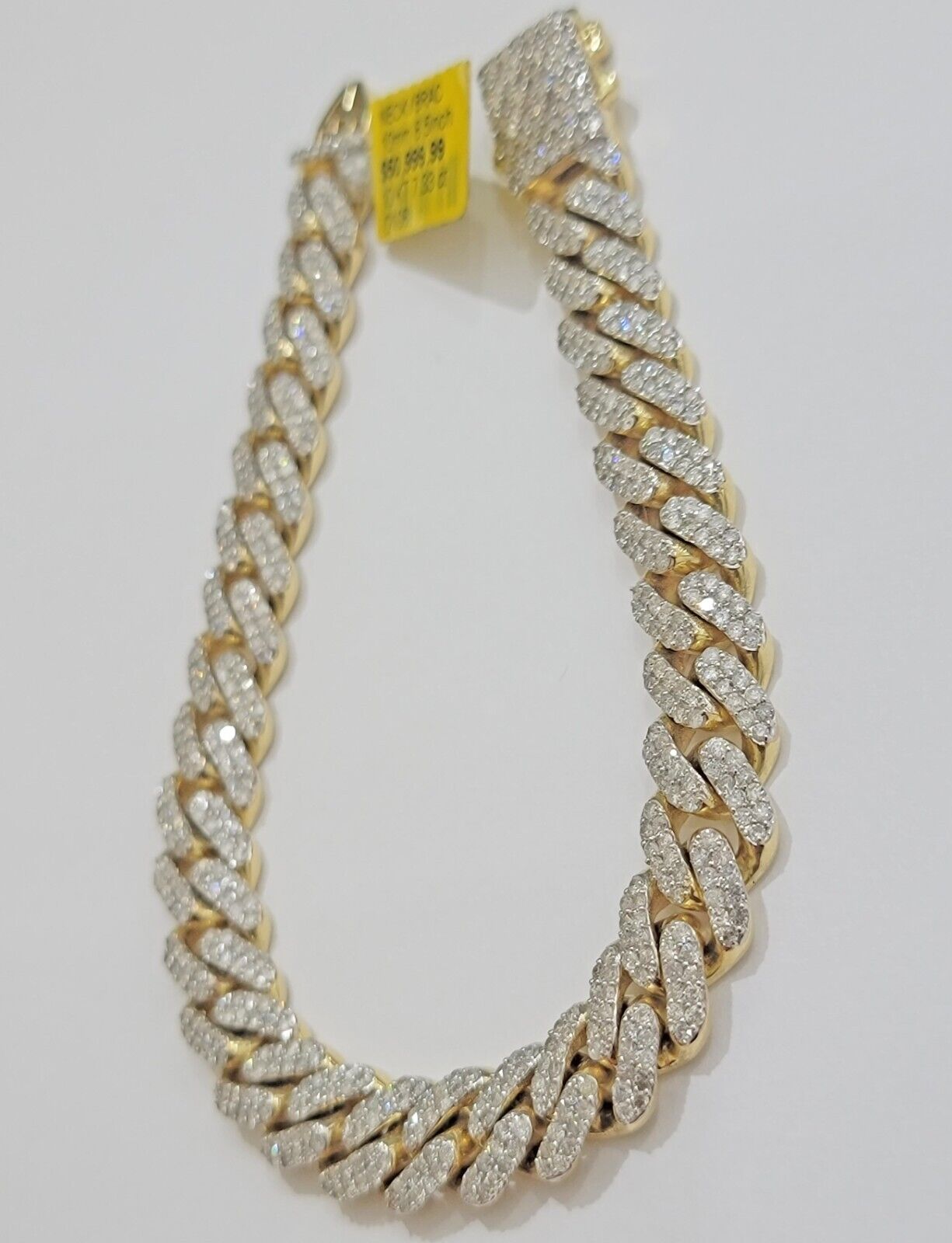 10k Yellow Gold Diamond Bracelet 10mm 7 CT Natural Diamonds Solid Miami cuban - Reva Jeweler