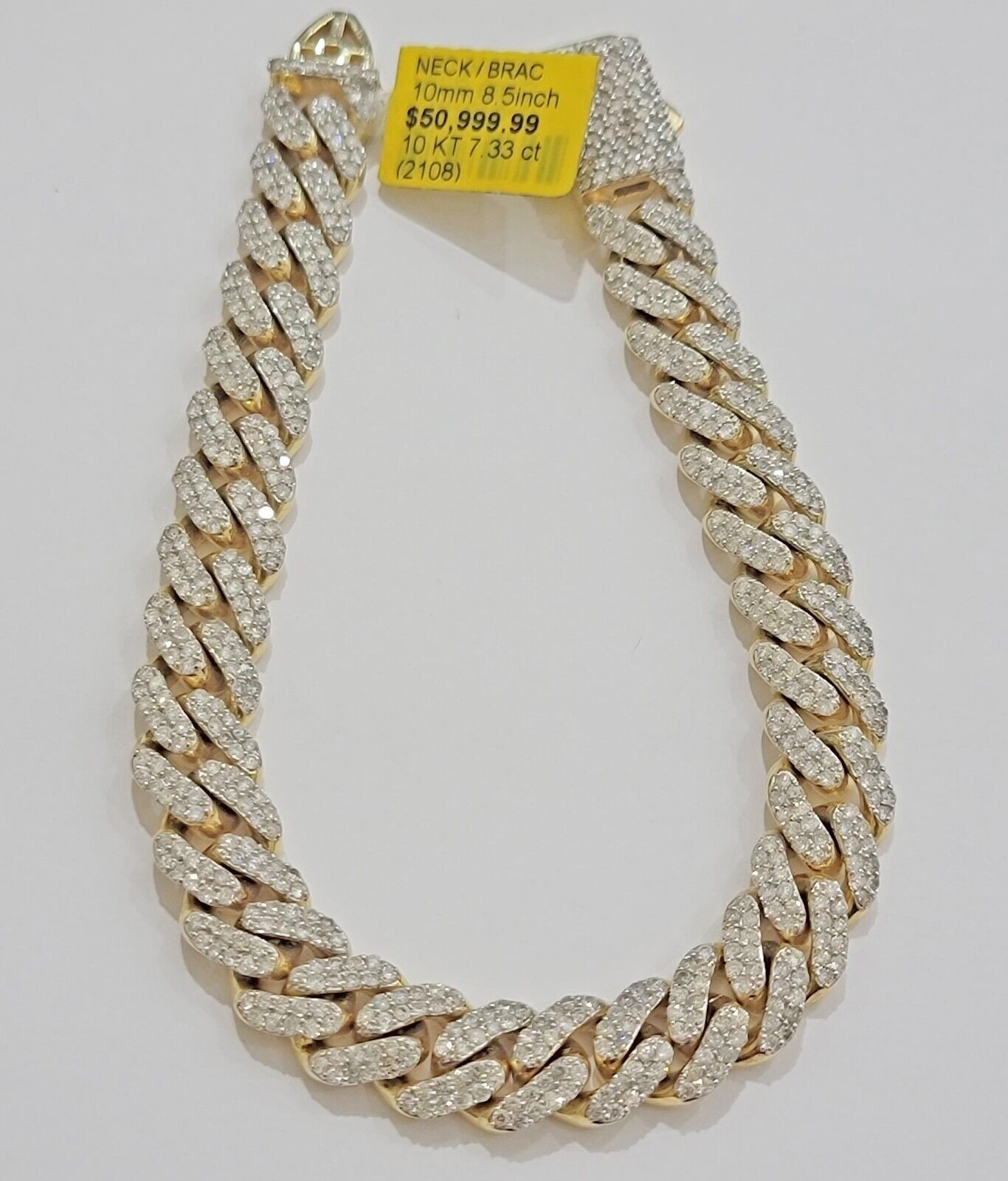 10k Yellow Gold Diamond Bracelet 10mm 7 CT Natural Diamonds Solid Miami cuban - Reva Jeweler