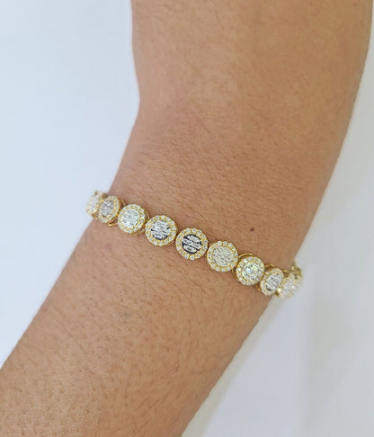 10K Yellow Gold Diamond Bracelet Women Ladies 7" REAL Genuine Gold - Reva Jeweler