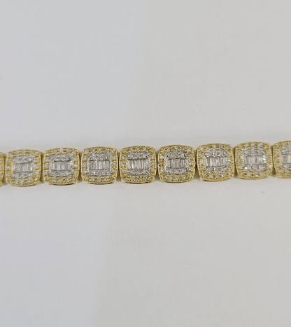 10K Yellow Gold Diamond Bracelet Women Ladies 7" REAL Genuine Gold - GoldenlinQ