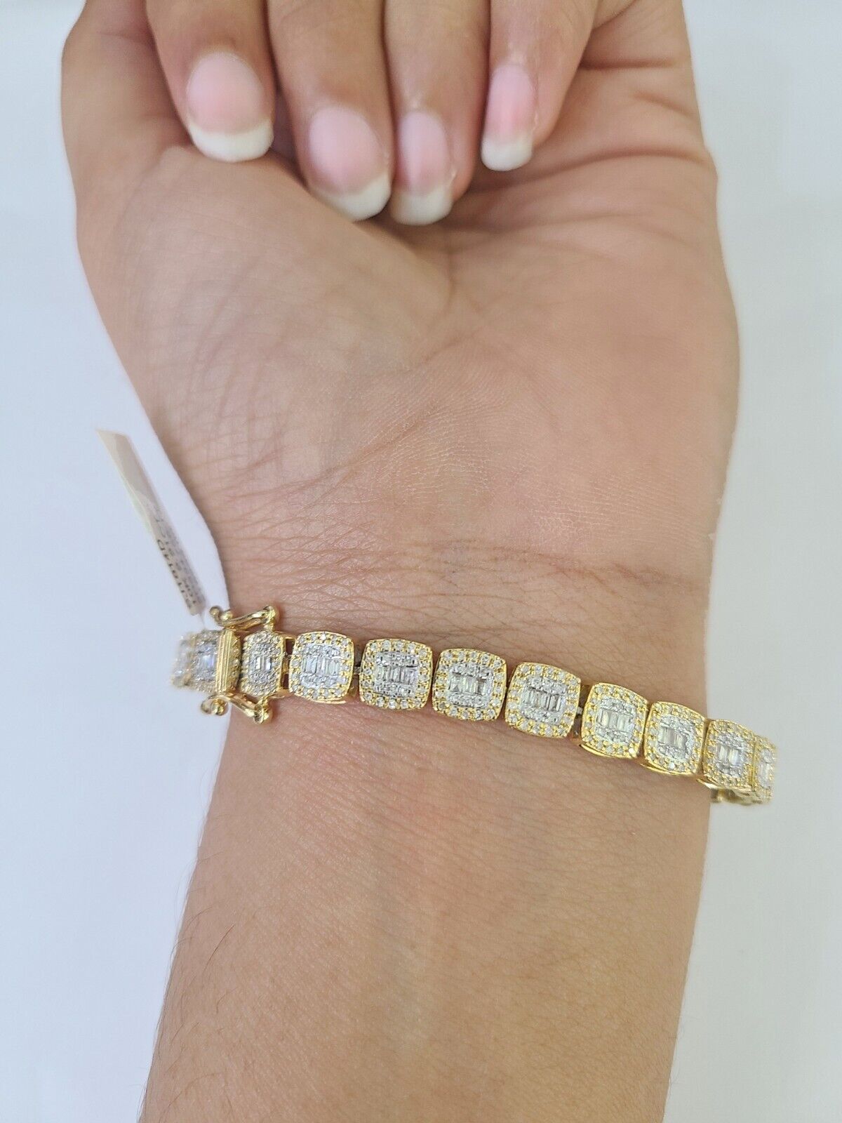 10K Yellow Gold Diamond Bracelet Women Ladies 7" REAL Genuine Gold - GoldenlinQ