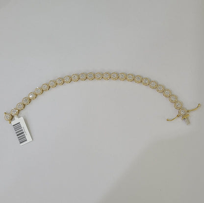 10K Yellow Gold Diamond Bracelet Women Ladies 7" REAL Genuine Gold - Reva Jeweler