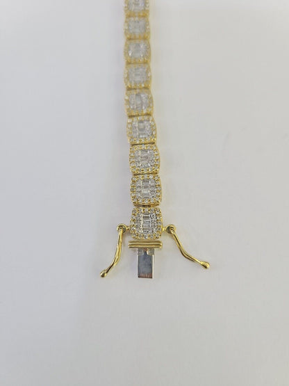 10K Yellow Gold Diamond Bracelet Women Ladies 7" REAL Genuine Gold - GoldenlinQ