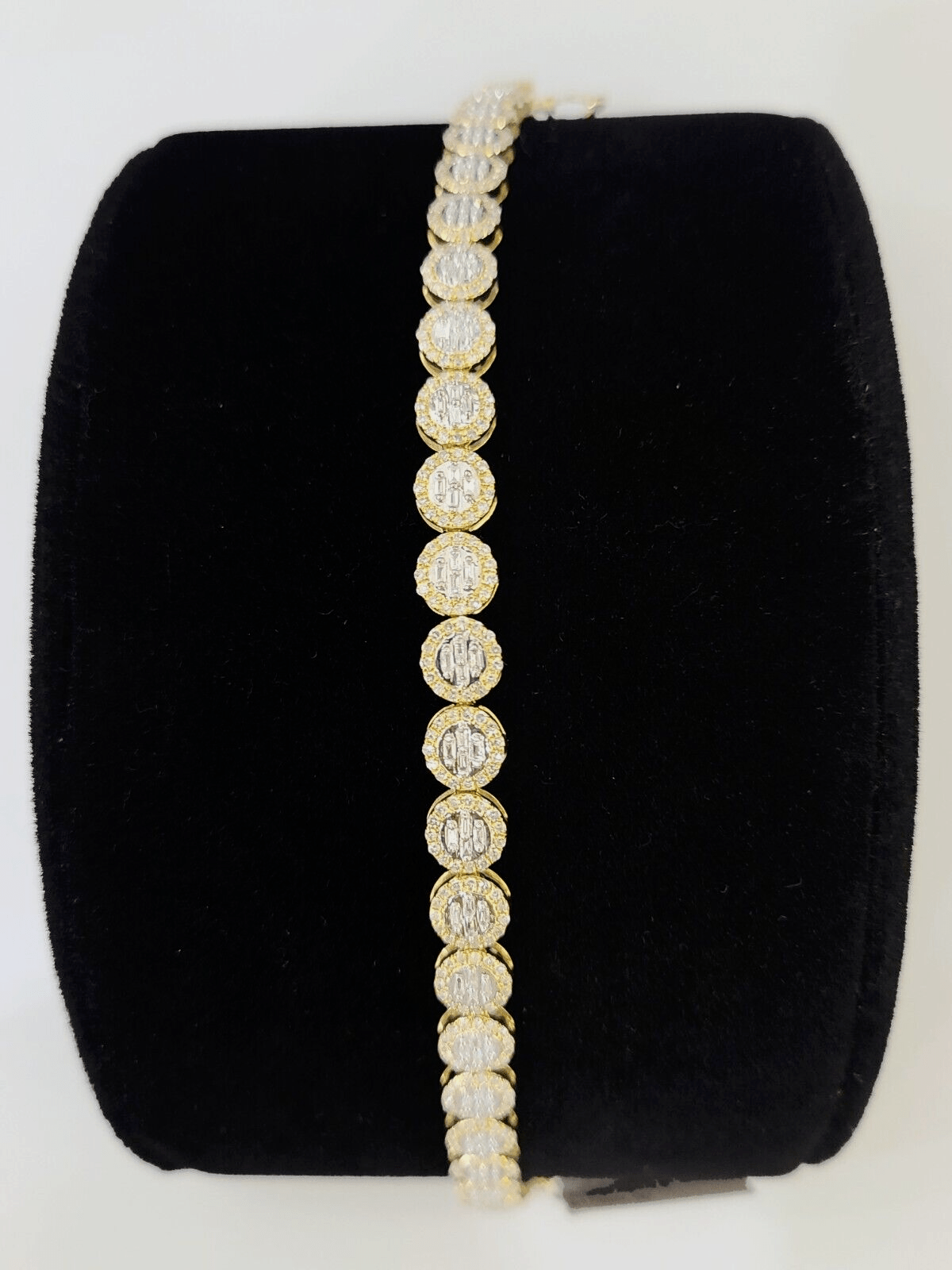 10K Yellow Gold Diamond Bracelet Women Ladies 7" REAL Genuine Gold - Reva Jeweler