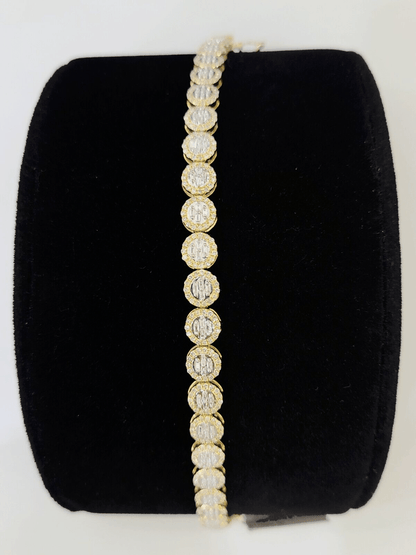 10K Yellow Gold Diamond Bracelet Women Ladies 7" REAL Genuine Gold - Reva Jeweler