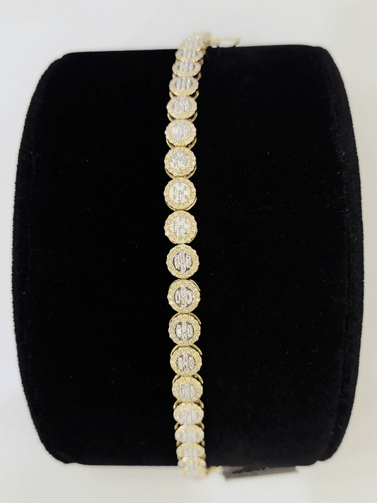 10K Yellow Gold Diamond Bracelet Women Ladies 7" REAL Genuine Gold - Reva Jeweler