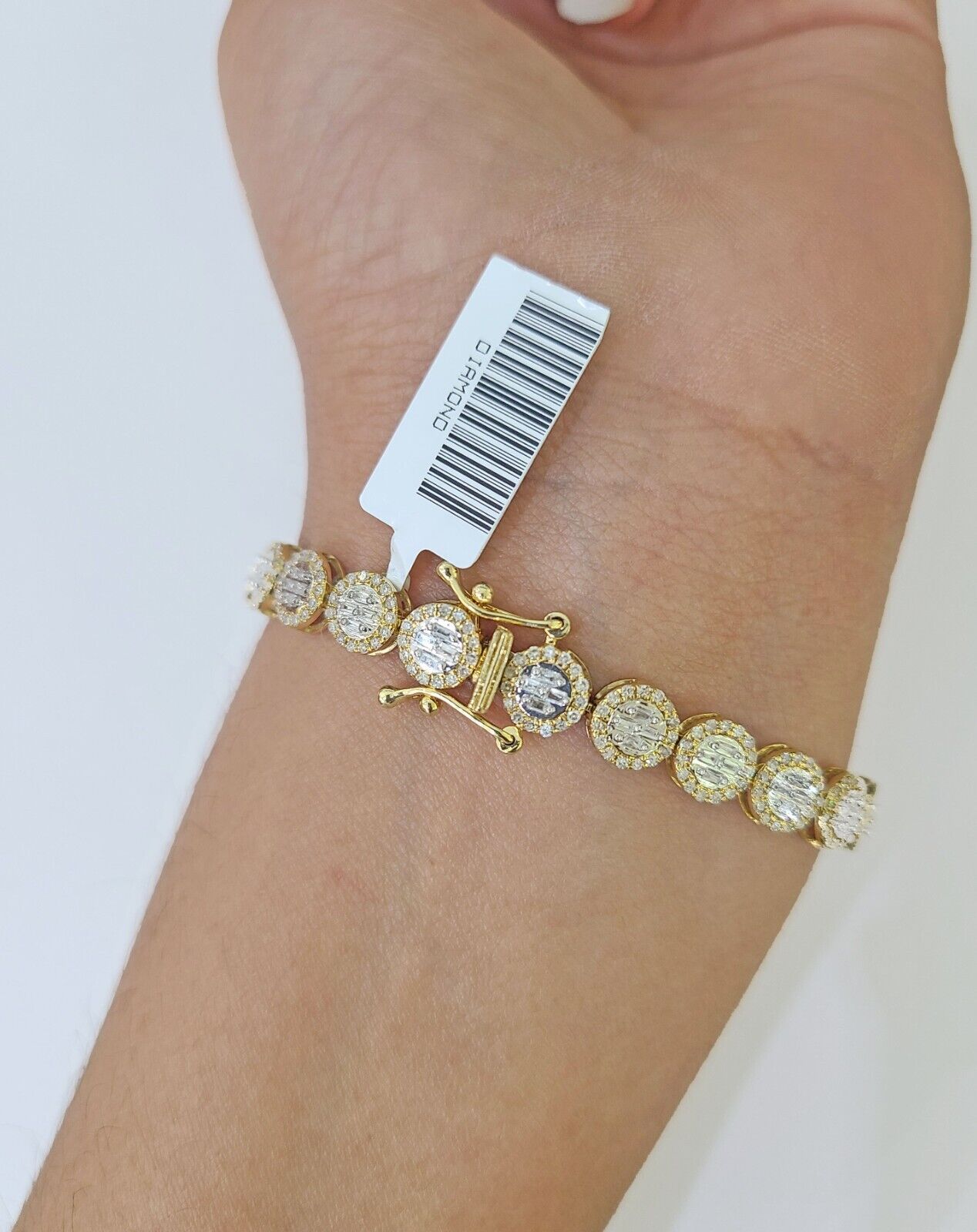 10K Yellow Gold Diamond Bracelet Women Ladies 7" REAL Genuine Gold - Reva Jeweler