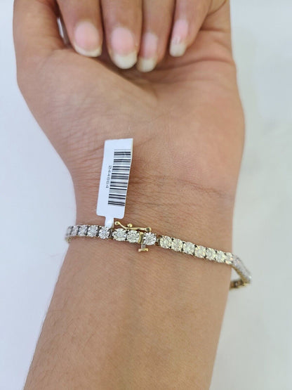 10K Yellow Gold Diamond Bracelet Women Ladies 7" REAL Genuine Gold - GoldenlinQ