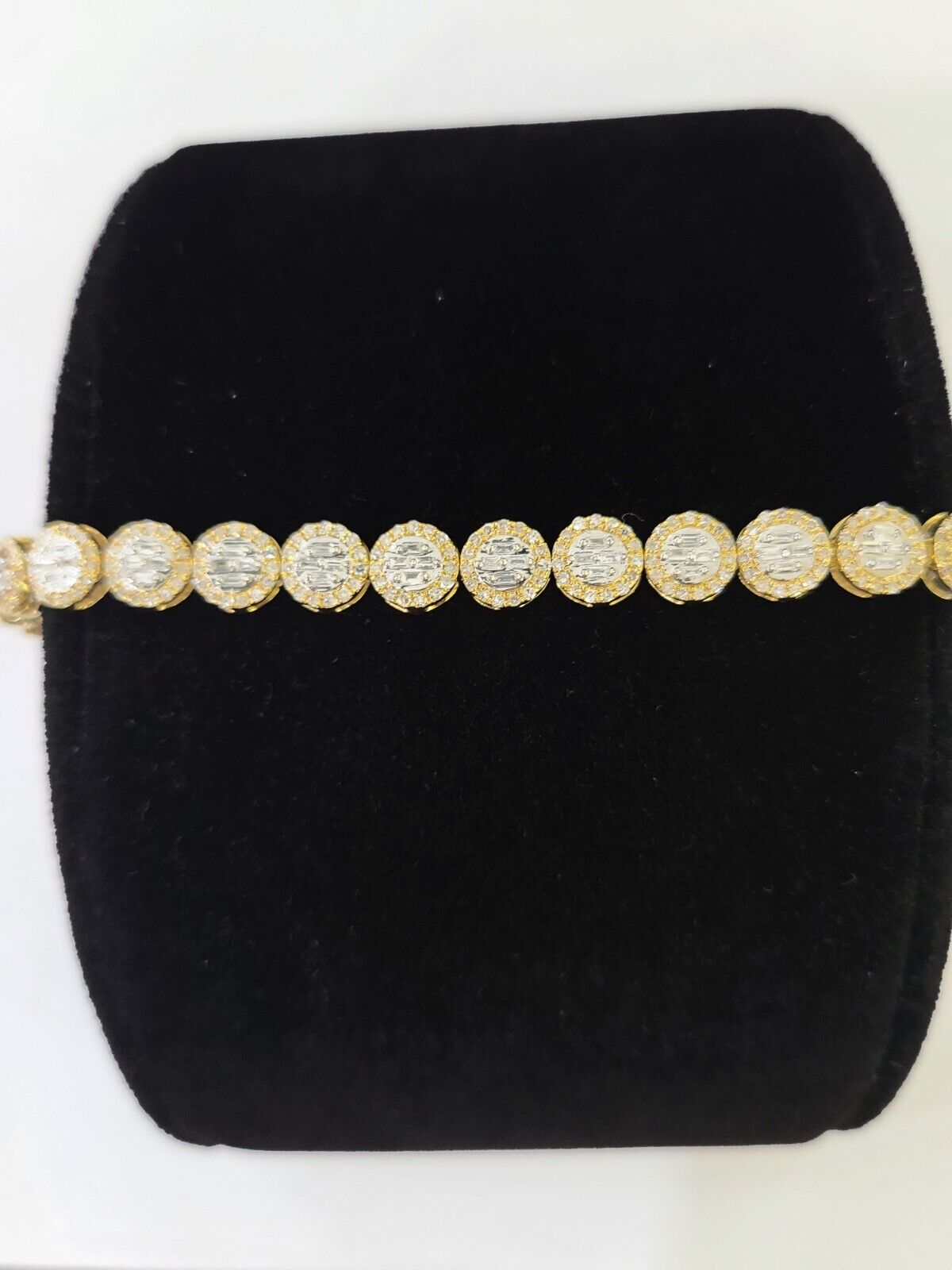 10K Yellow Gold Diamond Bracelet Women Ladies 7" REAL Genuine Gold - Reva Jeweler