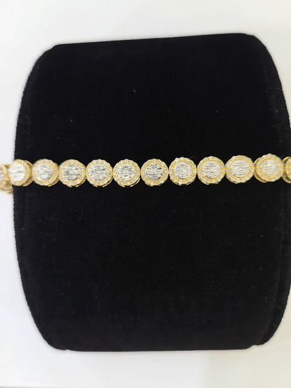 10K Yellow Gold Diamond Bracelet Women Ladies 7" REAL Genuine Gold - Reva Jeweler