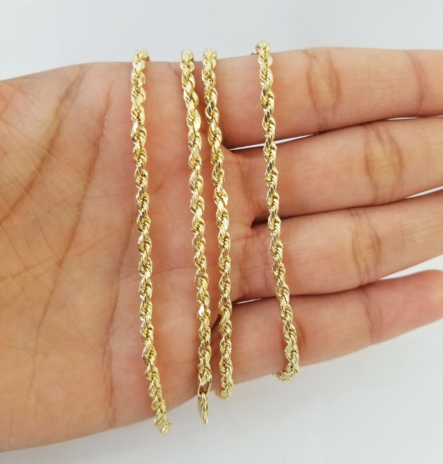 10K Yellow Gold Diamond Charm rope chain 3mm 20" SET & Pillow Pendant & Neckalce - Reva Jeweler