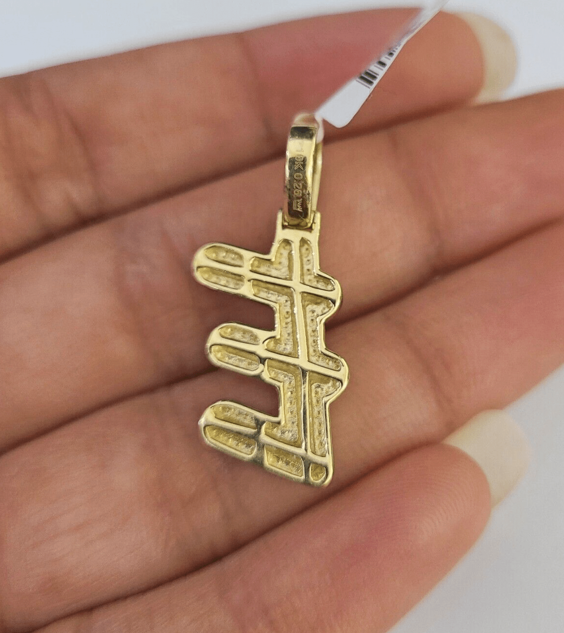 10k Yellow Gold Diamond E Charm Pendant Initial Alphabet Letter Real Genuine - GoldenlinQ