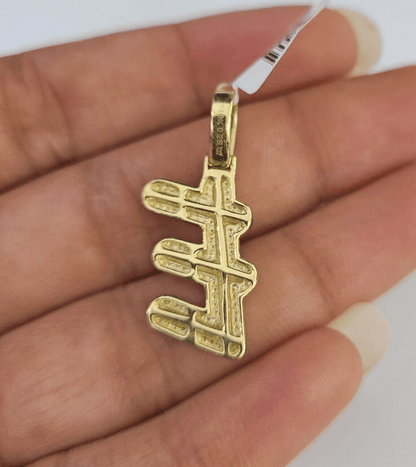 10k Yellow Gold Diamond E Charm Pendant Initial Alphabet Letter Real Genuine - GoldenlinQ