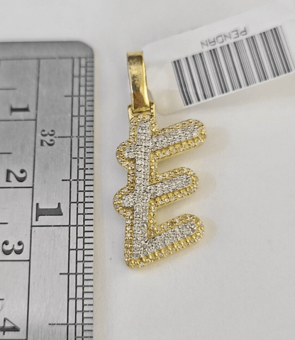 10k Yellow Gold Diamond E Charm Pendant Initial Alphabet Letter Real Genuine - GoldenlinQ